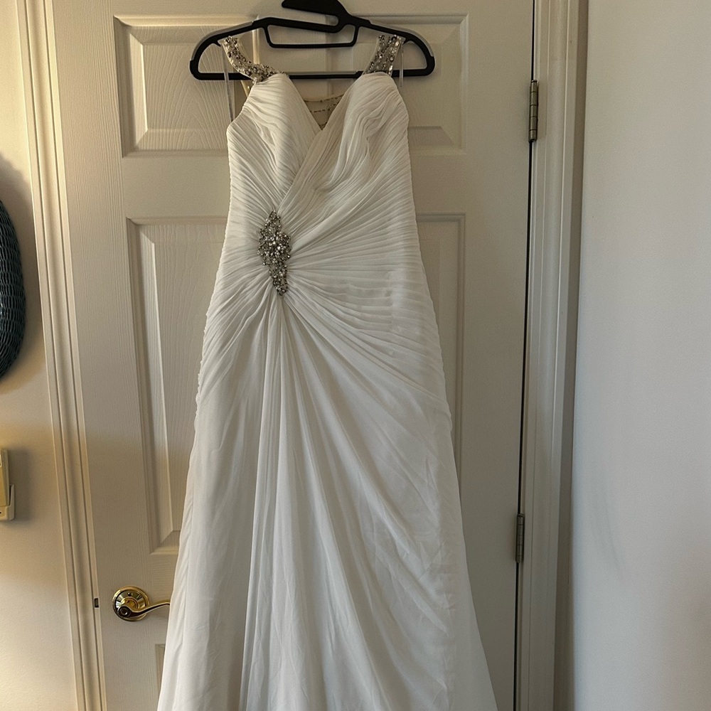 Maggie Sottero Couture Ivory Crystal Beaded Illusion Back Wedding Dress Size 10